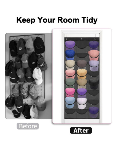 Soporte Colgante para Gorras BiCINE - 24 Bolsillos Transparentes