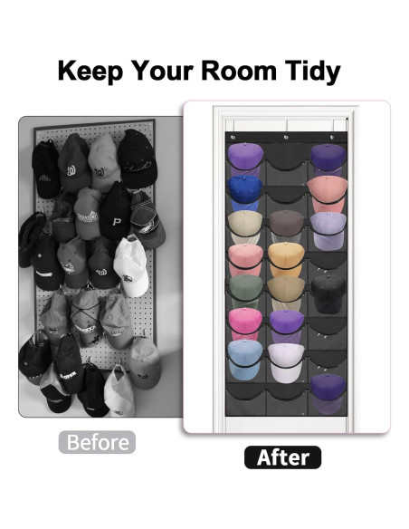 Soporte Colgante para Gorras BiCINE - 24 Bolsillos Transparentes