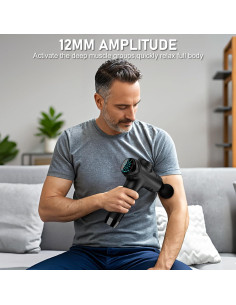 Pistola de Masaje RAEMAO Eléctrica Portátil 10 Velocidades 8 Cabezas 2