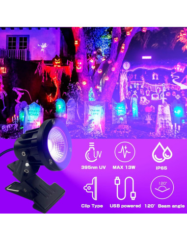 Lámpara UV de Luz Negra 13W INKECI IP65 para Fiestas