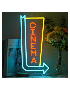 Luz de Neón LED Flecha de Cine Alkkign 42x20 cm Decorativa