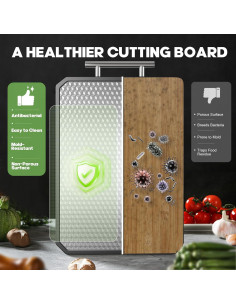 Tabla de Cortar Doble Cara Lozovin 40.64x30.48cm Acero Inoxidable 2