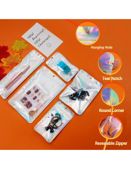 120 Bolsas Holográficas Mylar Reutilizables 6x10 cm MSBS Packing