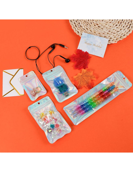 120 Bolsas Holográficas Mylar Reutilizables 6x10 cm MSBS Packing