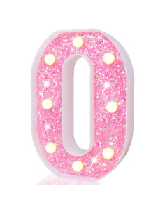 Número 0 Marquee LED Pooqla Rosa Brillante 22.5 cm