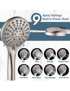 Cabezal de Ducha de Alta Presión Duchas Brillantes 9 Modos 2