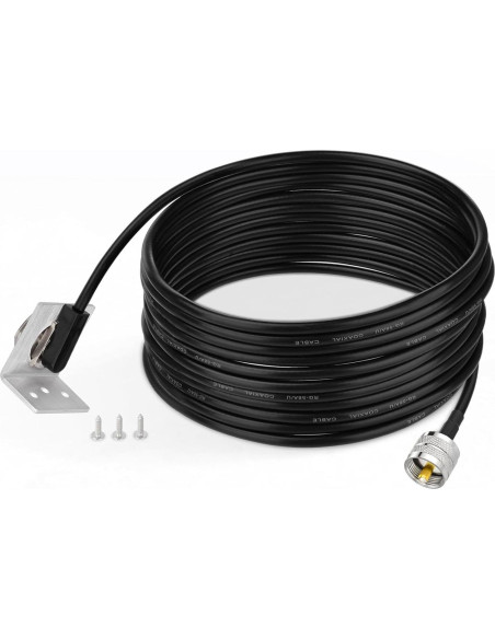 Cable Coaxial NMO a PL259 UHF 5m Eightwood + Soporte L