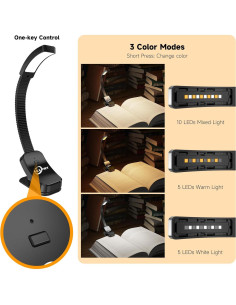Lámpara de lectura LLLPRT con pinza y 10 LEDs recargable 2