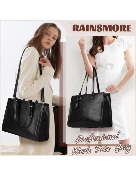 Bolsa para Laptop RAINSMORE 15.6" Cuero Vintage Negro