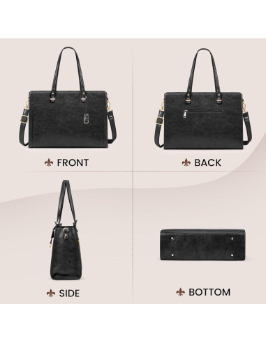 Bolsa para Laptop RAINSMORE 15.6" Cuero Vintage Negro