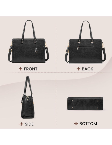 Bolsa para Laptop RAINSMORE 15.6" Cuero Vintage Negro