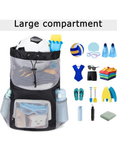 Mochila de natación para niños negra 48x38 cm malla transpirable 2