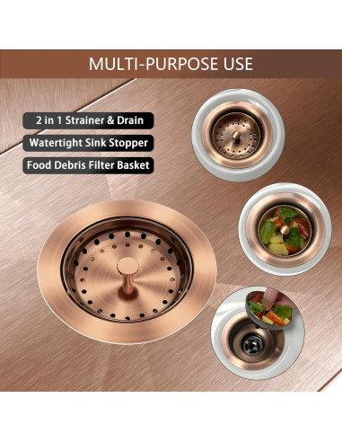 Desagüe de fregadero de cocina Exakey cobre antiguo 8.89 cm