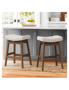 Juego de 2 Taburetes de Bar Cozyman 60.96 cm Blanco Antiguo