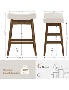 Juego de 2 Taburetes de Bar Cozyman 60.96 cm Blanco Antiguo 2