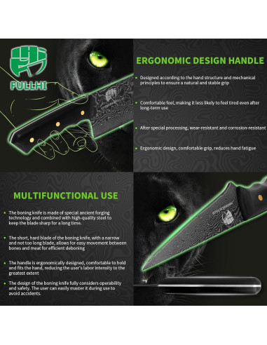 Set de Cuchillos de Chef FULLHI 12 Piezas Damasco Negro