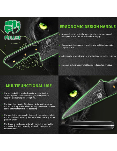 Set de Cuchillos de Chef FULLHI 12 Piezas Damasco Negro