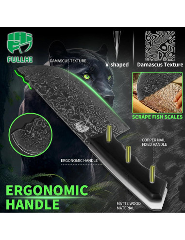 Set de Cuchillos de Chef FULLHI 12 Piezas Damasco Negro