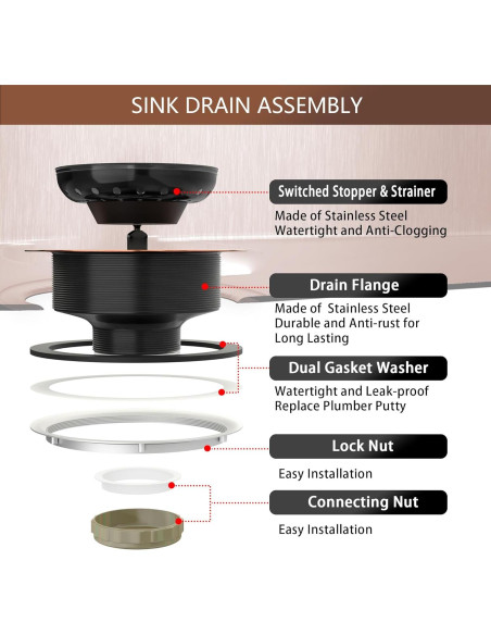 Desagüe de fregadero de cocina Exakey cobre antiguo 8.89 cm