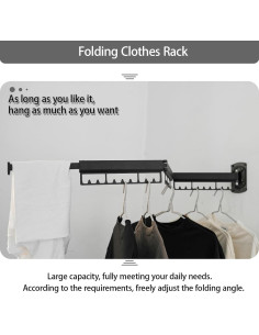 Perchero Plegable Montado en Pared FCWVP Negro 1.47kg 2