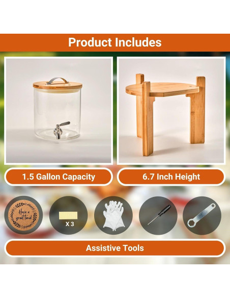 Dispensador de Bebidas de Vidrio Strirumo 1.5 Galones con Grifo