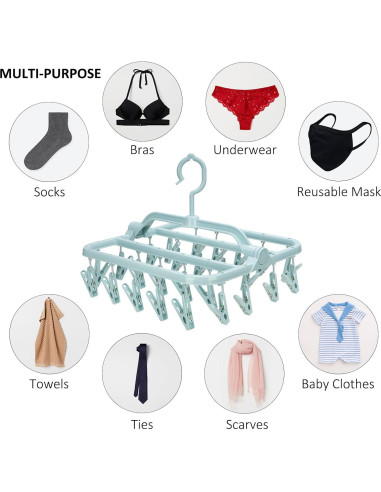 Percha Plegable Annaklin con 26 Clips para Secar Ropa Interior