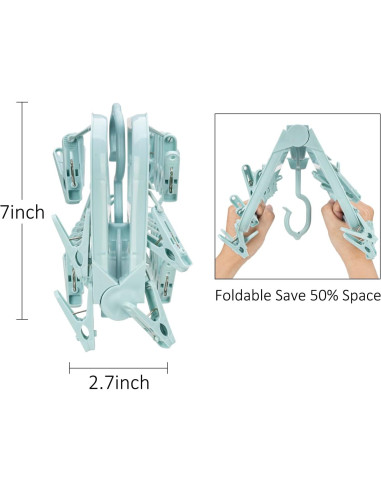 Percha Plegable Annaklin con 26 Clips para Secar Ropa Interior