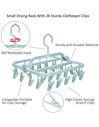 Percha Plegable Annaklin con 26 Clips para Secar Ropa Interior