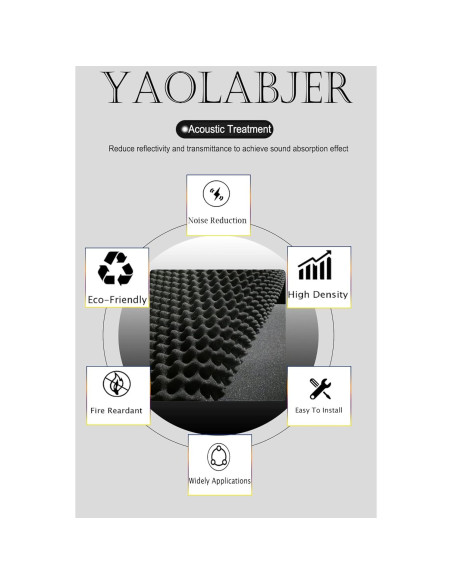 Panel de Espuma Acústica Negra Yaolabjer 122x61x5 cm - 1 PCS
