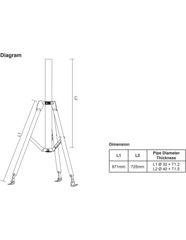 Trípode de Antena Stellar Labs 1.52 a 3.05 m Acero
