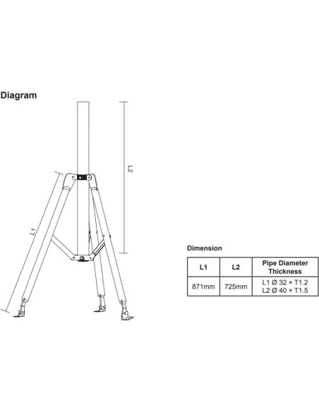 Trípode de Antena Stellar Labs 1.52 a 3.05 m Acero
