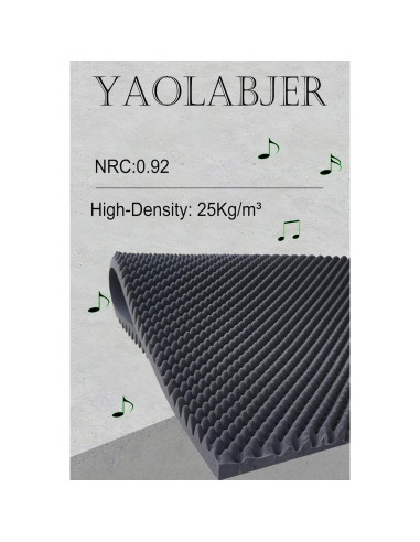 Panel de Espuma Acústica Negra Yaolabjer 122x61x5 cm - 1 PCS