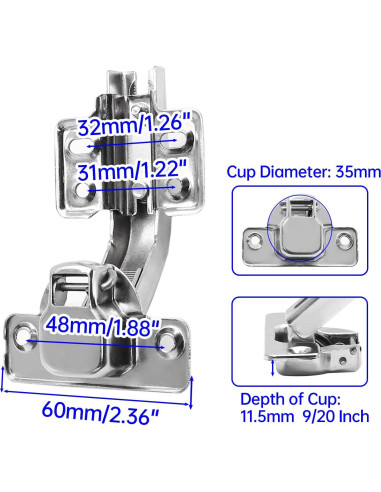 Bisagras de Gabinete de Cocina Zorfeter 135 Grados - 2 Piezas