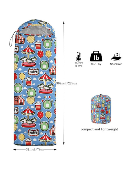 Saco de dormir infantil lneffble diseño animal 228.6x78.7cm