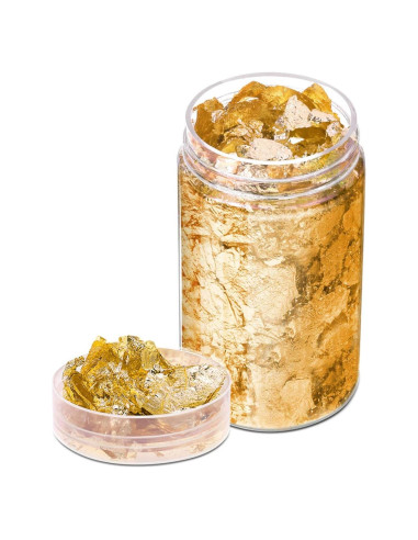 Copos de Foil de Oro Paxcoo para Uñas y Joyería - 5 Gramos