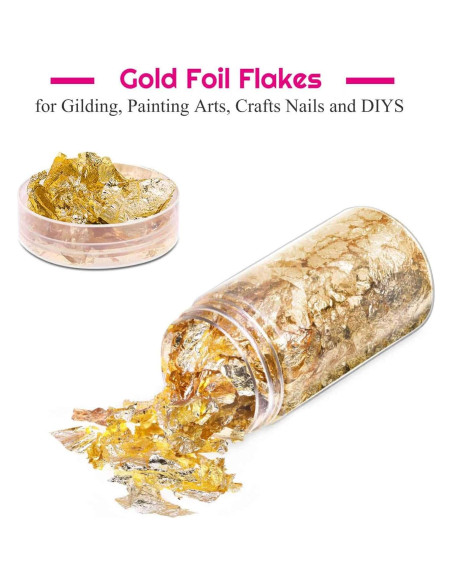 Copos de Foil de Oro Paxcoo para Uñas y Joyería - 5 Gramos