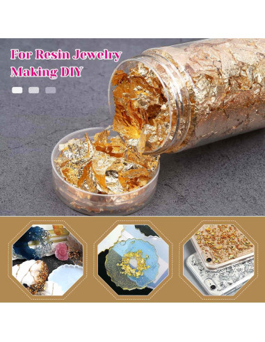 Copos de Foil de Oro Paxcoo para Uñas y Joyería - 5 Gramos