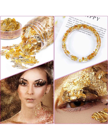 Copos de Foil de Oro Paxcoo para Uñas y Joyería - 5 Gramos