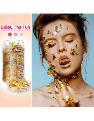 Copos de Foil de Oro Paxcoo para Uñas y Joyería - 5 Gramos