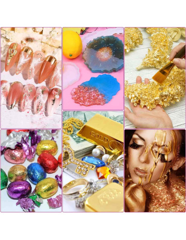 Copos de Foil de Oro Paxcoo para Uñas y Joyería - 5 Gramos