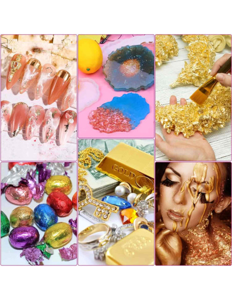 Copos de Foil de Oro Paxcoo para Uñas y Joyería - 5 Gramos