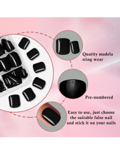 Kit de Uñas Postizas Cuadradas LoveOurHome - 240pc Negras 2