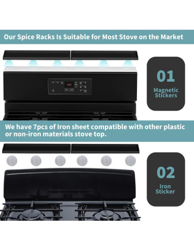 Estante Magnético BFONS 76.2 cm para Especias Cocina Negro