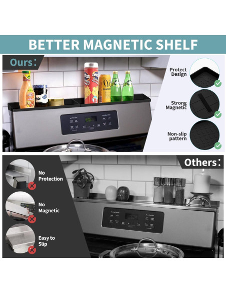 Estante Magnético BFONS 76.2 cm para Especias Cocina Negro