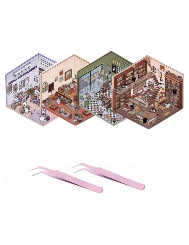 4 Sets Stickers 3D DIY Genérico Caricaturas para Escenas