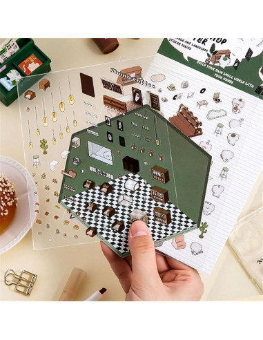 4 Sets Stickers 3D DIY Genérico Caricaturas para Escenas