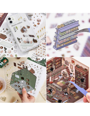 4 Sets Stickers 3D DIY Genérico Caricaturas para Escenas