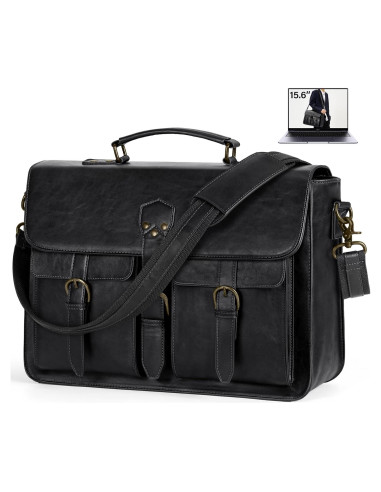 Bolsa Mensajera RAINSMORE para Laptop 15.6" Cuero Negro