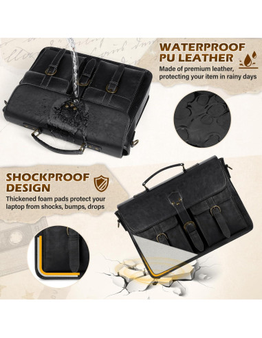 Bolsa Mensajera RAINSMORE para Laptop 15.6" Cuero Negro