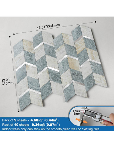 Azulejo Autoadhesivo 3D MOFIT para Salpicadero Cocina 5 Hojas